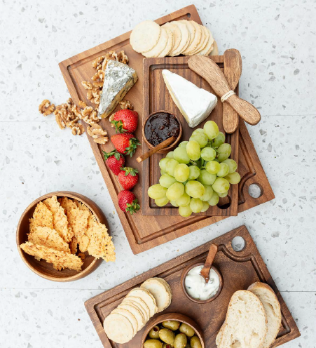 Acacia Wood Rectangle Carving Board with Juice Groove