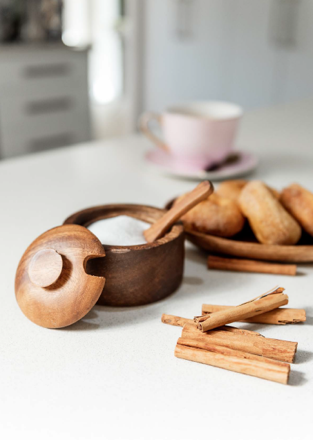 Acacia Wood Spice/Sugar Pot with Spoon
