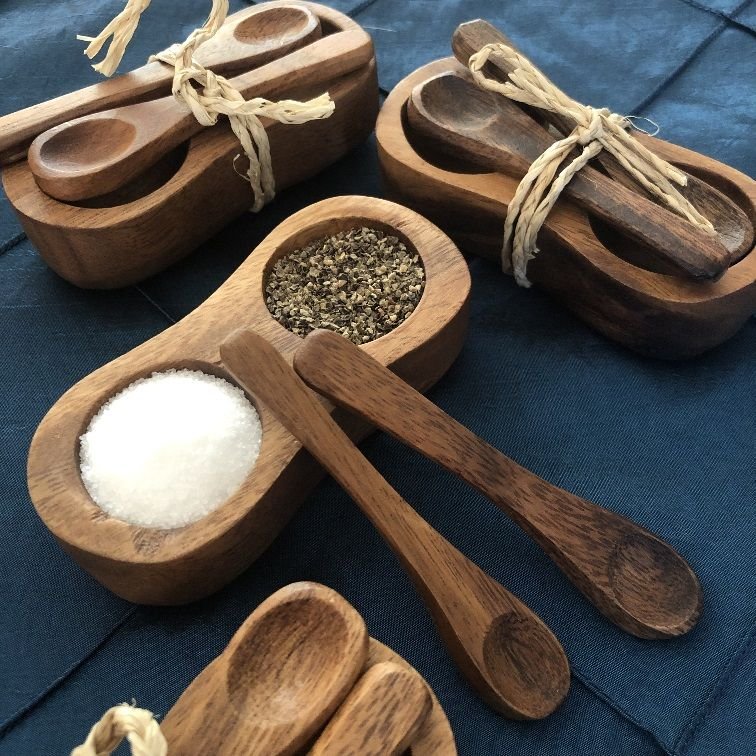 Acacia Wood Condiment Set
