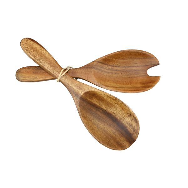 Acacia Wood Large Fork and Spoon Set