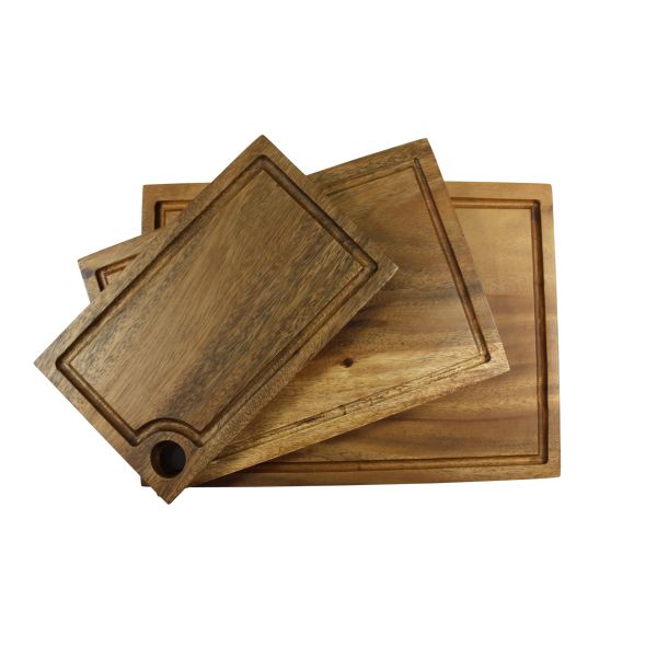 Acacia Wood Rectangle Carving Board with Juice Groove