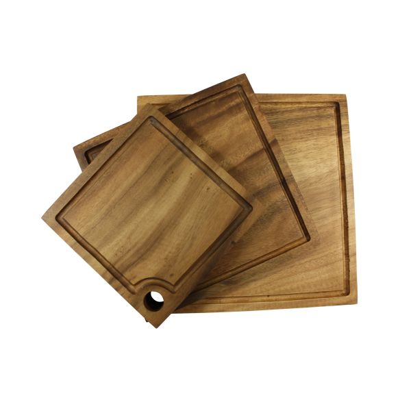 Acacia Wood Square Carving Board with Juice Groove