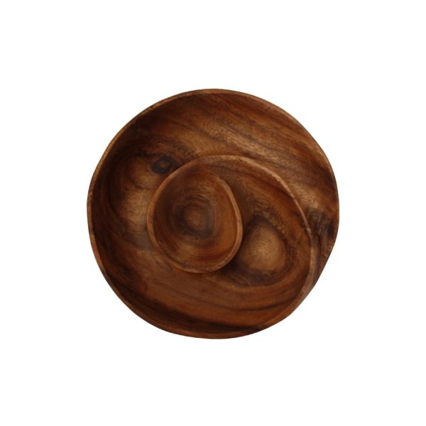 Acacia Wood Swirl Dip Plate