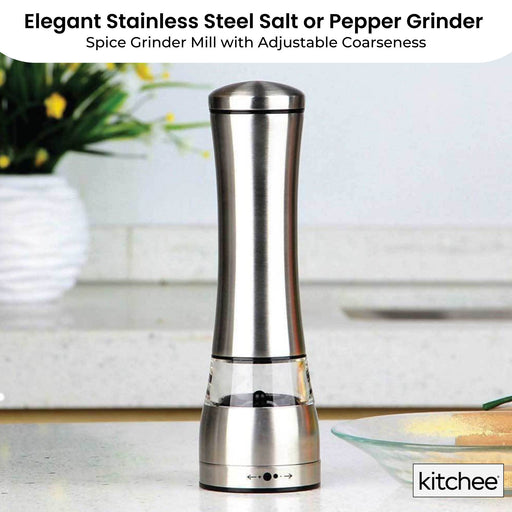 Kitchee Stainless Steel Salt Pepper Spice Grinder Mill - Adjustable Coarseness-1