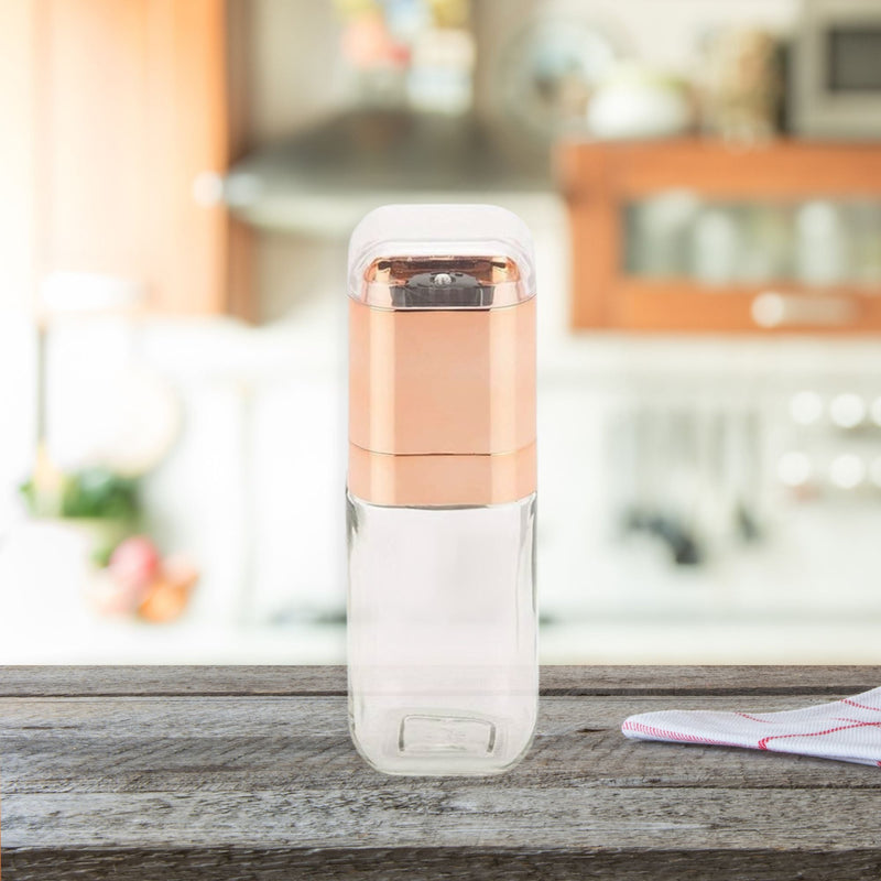 Orku Single Salt or Pepper Grinder 180ml – Glass Manual Mill with Rose Gold Lid-2