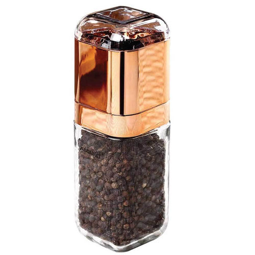 Orku Single Salt or Pepper Grinder 180ml – Glass Manual Mill with Rose Gold Lid-0
