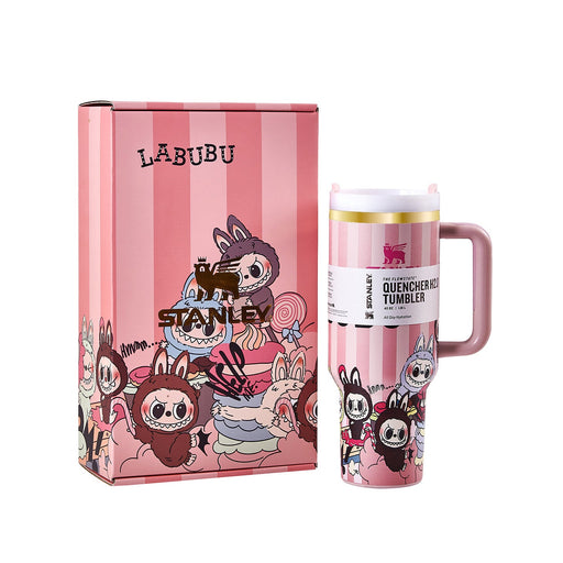 Limited Edition Stanley x Labubu Tumbler - Pink Stripe Quencher-0