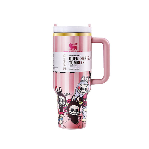 Limited Edition Stanley x Labubu Tumbler - Pink Stripe Quencher-1