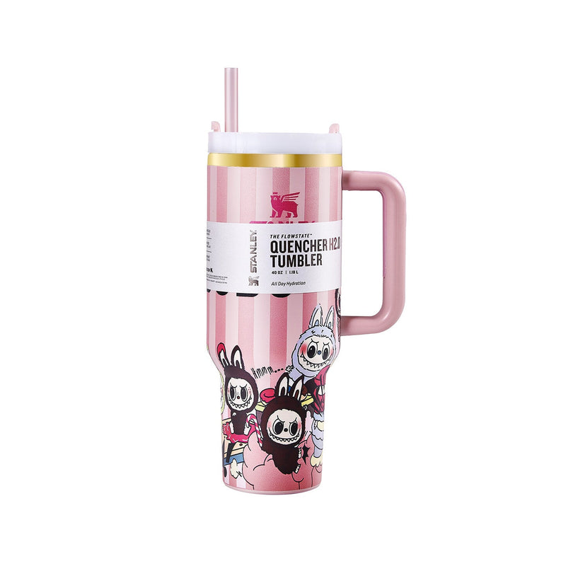 Limited Edition Stanley x Labubu Tumbler - Pink Stripe Quencher-2