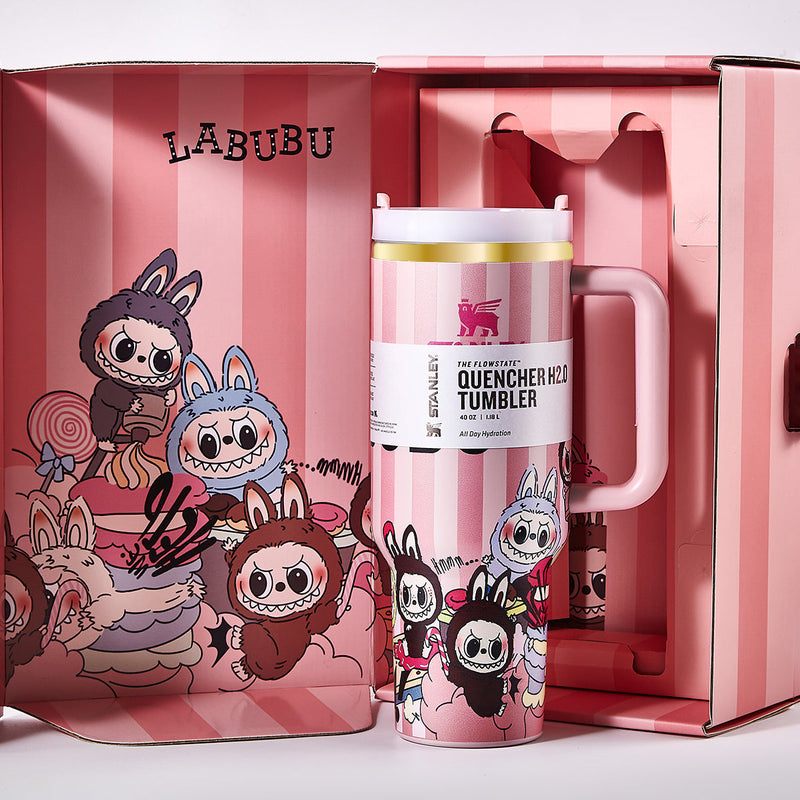 Limited Edition Stanley x Labubu Tumbler - Pink Stripe Quencher-3
