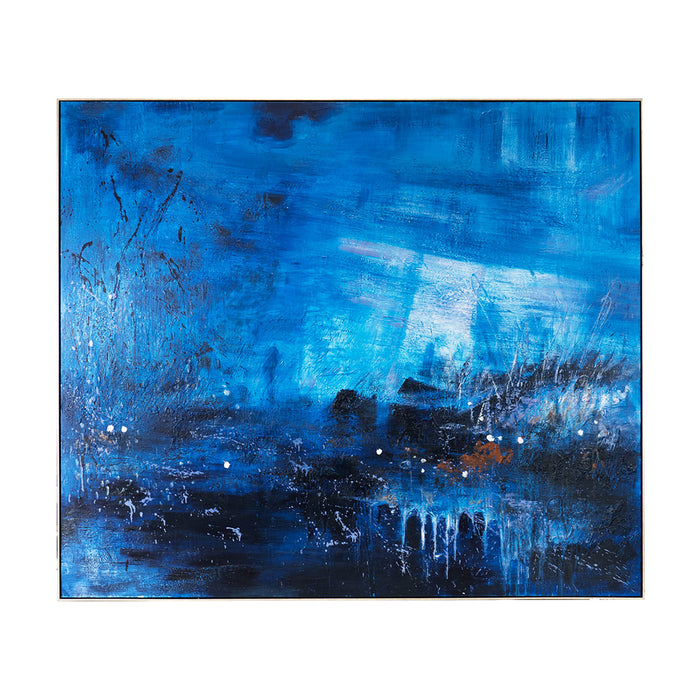 Emerging Blues Oil On Canvas Painting