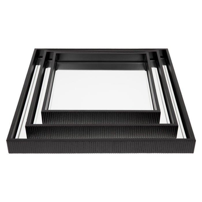 Miles Mirrored Tray Set of 3 Black